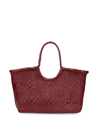 Dragon Diffusion Nantucket Woven Leather Tote Bag In Burgundy