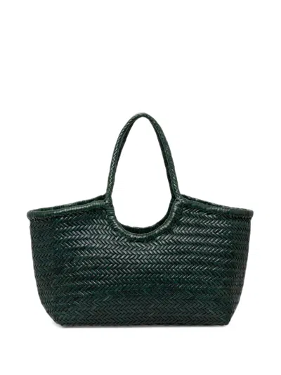 Dragon Diffusion Nantucket Woven Leather Tote Bag In Green