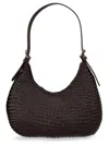 Dragon Diffusion Neutrals Half Moon Woven Leather Shoulder Bag In Brown