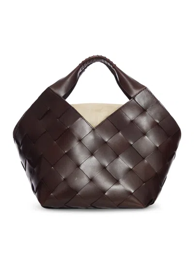 Dragon Diffusion Small Woven-design Tote Bag In Brown