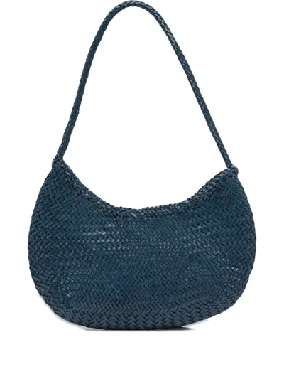 Dragon Diffusion Nova Luna Braided Leather Shoulder Bag In Blue
