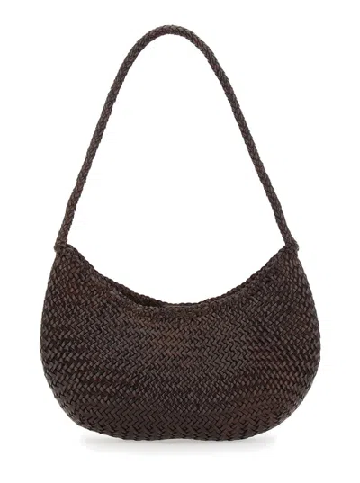 DRAGON DIFFUSION 'NOVA LUNA' BROWN SHOULDER BAG IN WOVEN LEATHER WOMAN