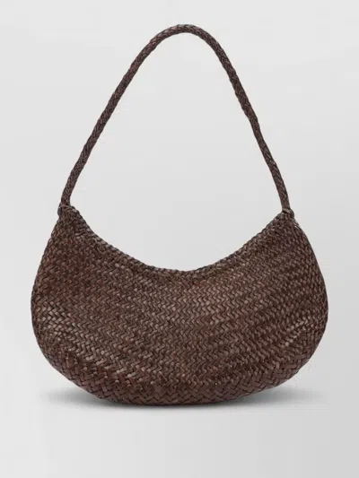 Dragon Diffusion Nova Luna Small Woven Shoulder Bag In Brown