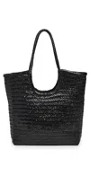 Dragon Diffusion Arched Diagonal Woven Leather Tote In Black