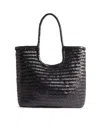 Dragon Diffusion Ns Diagonal Black Leather Tote Bag In Black