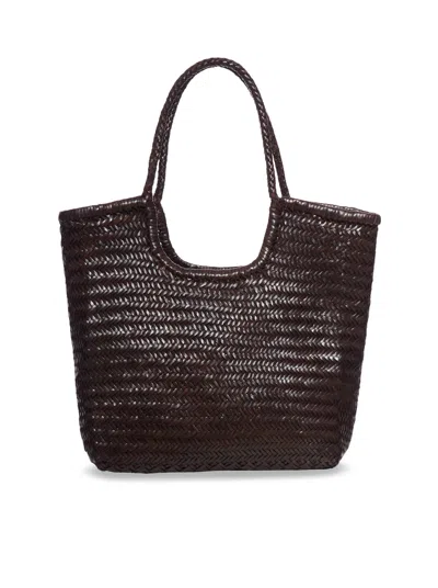 Dragon Diffusion Ns Diagonal Leather Tote Bag In Brown