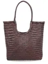 Dragon Diffusion Rectangular Woven Shoulder Bag With Dual Handles In Brown