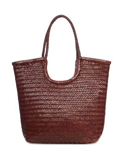 Dragon Diffusion Ns Diagonal Triple Jump Leather Tote Bag In Brown
