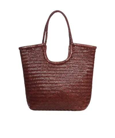 Dragon Diffusion Ns Diagonal Triple Jump Leather Tote Bag In Red