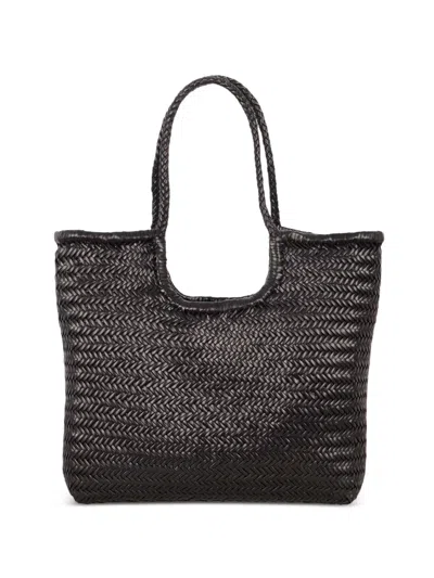 Dragon Diffusion Ns Diagonal Triple Jump Woven Leather Tote Bag In Black