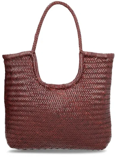 Dragon Diffusion Ns Diagonal Triple Jump Woven Leather Tote In Brown