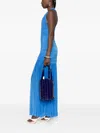 Dragon Diffusion Patent Leather Woven Bucket Bag In Blue