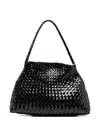 Dragon Diffusion Patent-leather Woven Tote Bag In Black