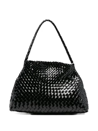 Dragon Diffusion Patent-leather Woven Tote Bag In Black