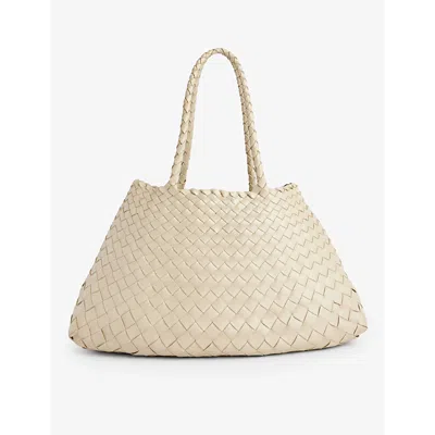 Dragon Diffusion Womens Pearl Santa Croce Woven-leather Top-handle Basket Bag