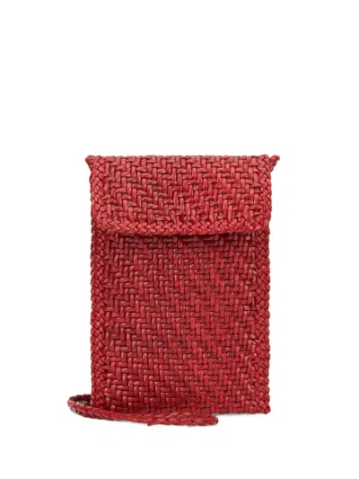 Dragon Diffusion Phone Woven Leather Cross Body Bag In Red