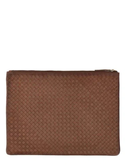Dragon Diffusion Pochette Woven Clutch Bag In Brown