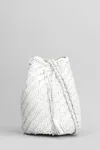 DRAGON DIFFUSION POMPOM DOUBLE SHOULDER BAG IN WHITE LEATHER