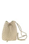 Dragon Diffusion Pompom Double Jump - Bucket Bag With Woven Leather In Pearl