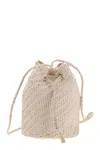 Dragon Diffusion Pompom Double Jump - Bucket Bag With Woven Leather In Sand