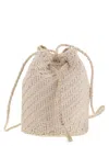 Dragon Diffusion Pompom Double Jump - Bucket Bag With Woven Leather In Sand