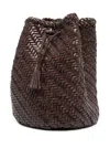 Dragon Diffusion 'pompom Double Jump' Brown Bucket Bag With Shoulder Strap In Brown