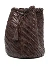 Dragon Diffusion 'pompom Double Jump' Brown Bucket Bag With Shoulder Strap In Brown