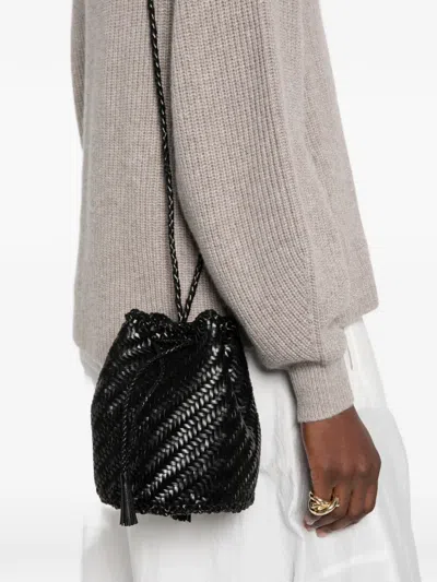 Dragon Diffusion Pompom Double Jump Bucket Bag In Black