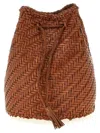 Dragon Diffusion Pompom Double Jump Leather Bucket Bag In Brown