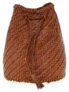 Dragon Diffusion Pompom Double Jump Leather Bucket Bag In Brown