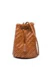 Dragon Diffusion 'pompom Double Jump' Camel Brown Bucket Bag With Shoulder Strap In Brown