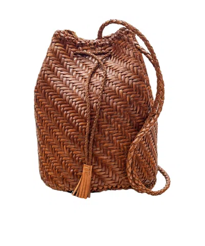 Dragon Diffusion Pompom Double Jump Bucket Bag In Brown