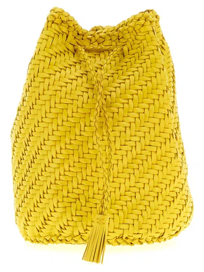 Dragon Diffusion Pompom Double Jump Bucket Bag In Yellow