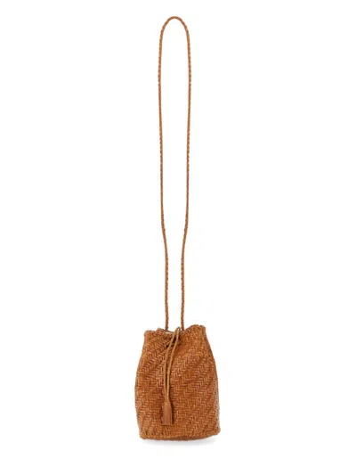 Dragon Diffusion Tan Pompom Double Jump Bucket Bag In Brown