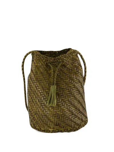 Dragon Diffusion Pompom Double Jump Woven Leather Shoulder Bag In Pink