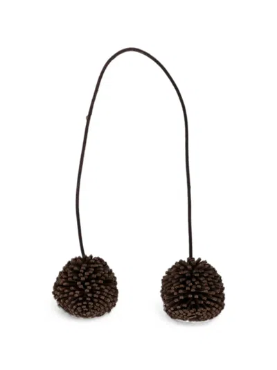 Dragon Diffusion Pom-pom Leather Bag Charm In Brown