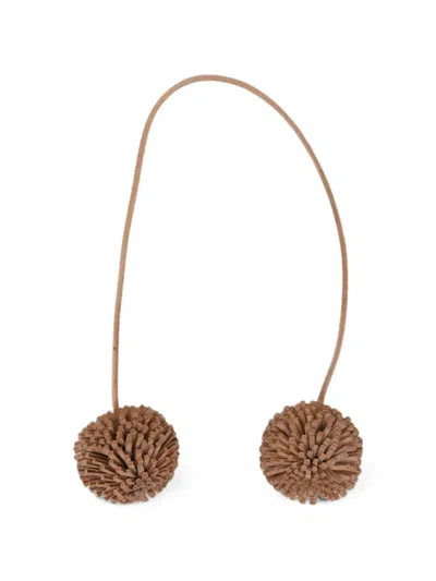 Dragon Diffusion Pom-pom Leather Charm In Brown