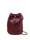 Dragon Diffusion Pompom Woven-tassel Bucket Bag In Burgundy