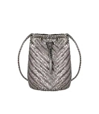 Dragon Diffusion Pompon Double Jump Covertfoil Crossbody Bag In Silver