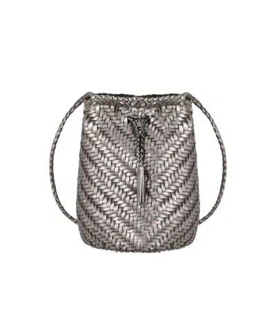Dragon Diffusion Pompon Double Jump Covertfoil Crossbody Bag In Silver