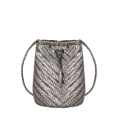 Dragon Diffusion Pompon Double Jump Covertfoil Crossbody Bag In Silver
