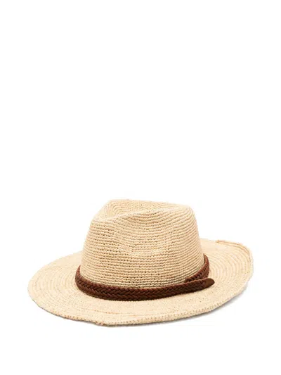 Dragon Diffusion Raffia Hat With Adjustable Drawstring In Beige