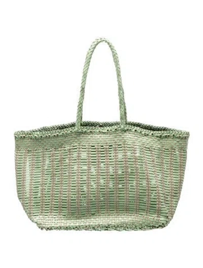 Pre-owned Dragon Diffusion Raffia Top Handle Bag In Green
