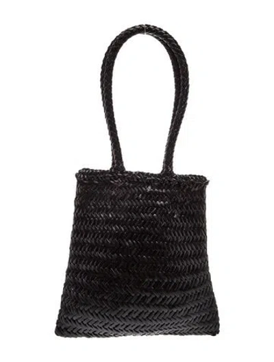 Pre-owned Dragon Diffusion Raffia Tote In Black