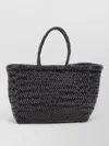 Dragon Diffusion Rectangular Beach Bag Woven Dual Handles In Black