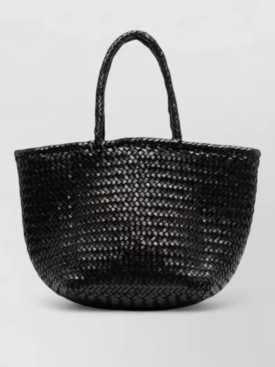 Dragon Diffusion Rectangular Beach Bag Woven Texture Double Handles In Black