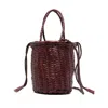 Dragon Diffusion Braided Leather Bucket Bag In Red