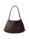 Dragon Diffusion Rossana Brown Mini Shoulder Bag With Top Handle And Interwoven Design In Leather Woman