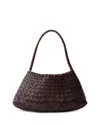 Dragon Diffusion Rossana Brown Mini Shoulder Bag With Top Handle And Interwoven Design In Leather Woman In Brown