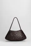 Dragon Diffusion Rossana Brown Mini Shoulder Bag With Top Handle And Interwoven Design In Leather Woman In Brown